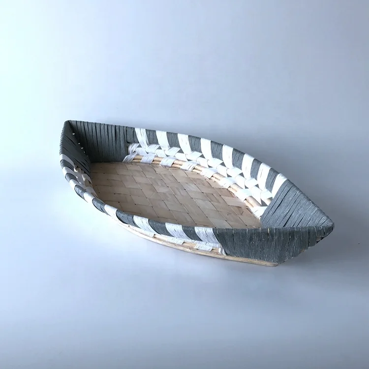 100% handmade large garden style  garden outdoor tray basket grey and wash flower boat shapedecorating container