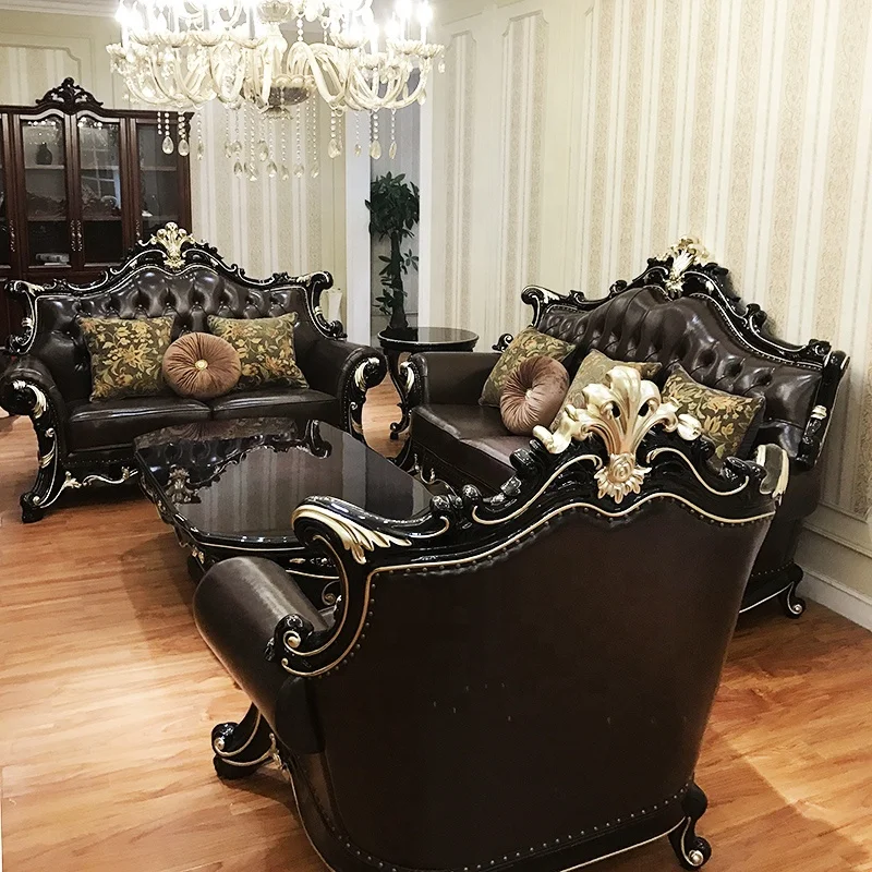 European style luxury furniture classic home 1 2 3 seat sofa with armrest american design antique soft leather single sofa