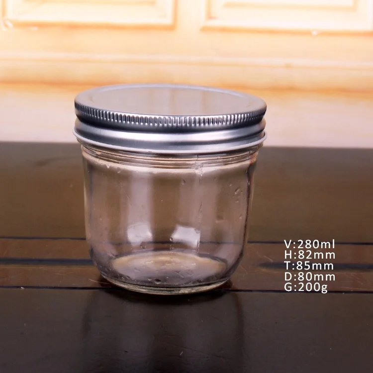 
Round 4oz 8oz 12oz 18oz wide mouth glass mason jar with metal lid for jam food storage 