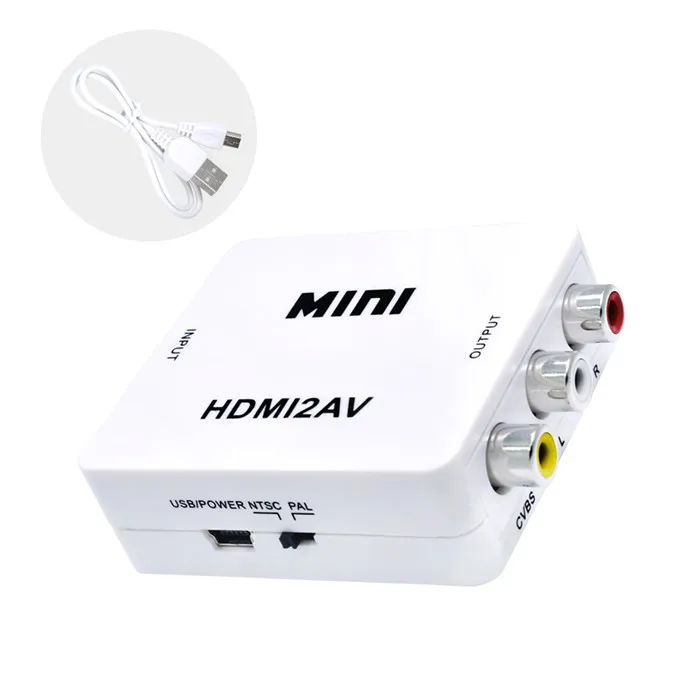  Высококачественный оптовый 1080P мини HDMI2AV преобразователь HDMI в AV адаптер RCA видео
