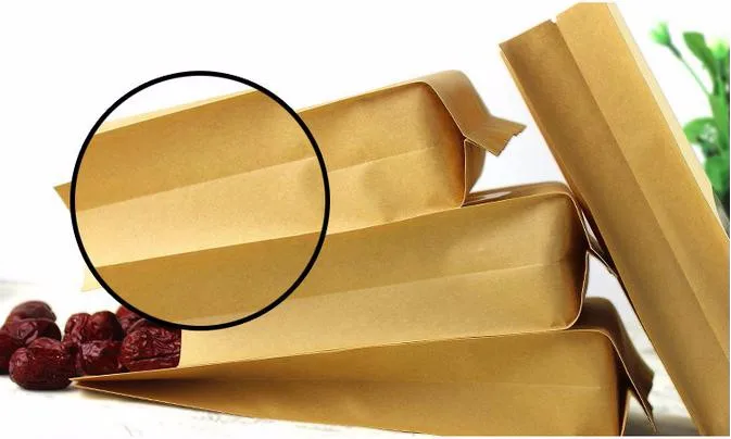 Custom designer bags biodegradable brown kraft tea packaging bags for Food snacks nuts