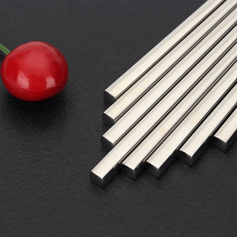 Luxury Korean Chopsticks Square Stainless Steel Chopsticks Household Hotel Restaurant Chopstick 10 pairs