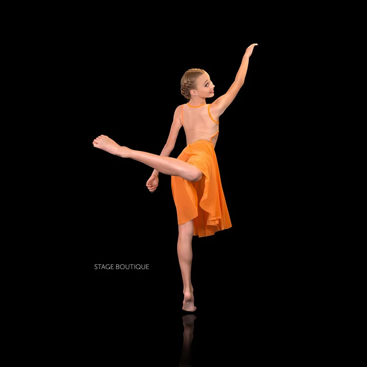 Unique pattern kids orange ballet tutu dance skirts