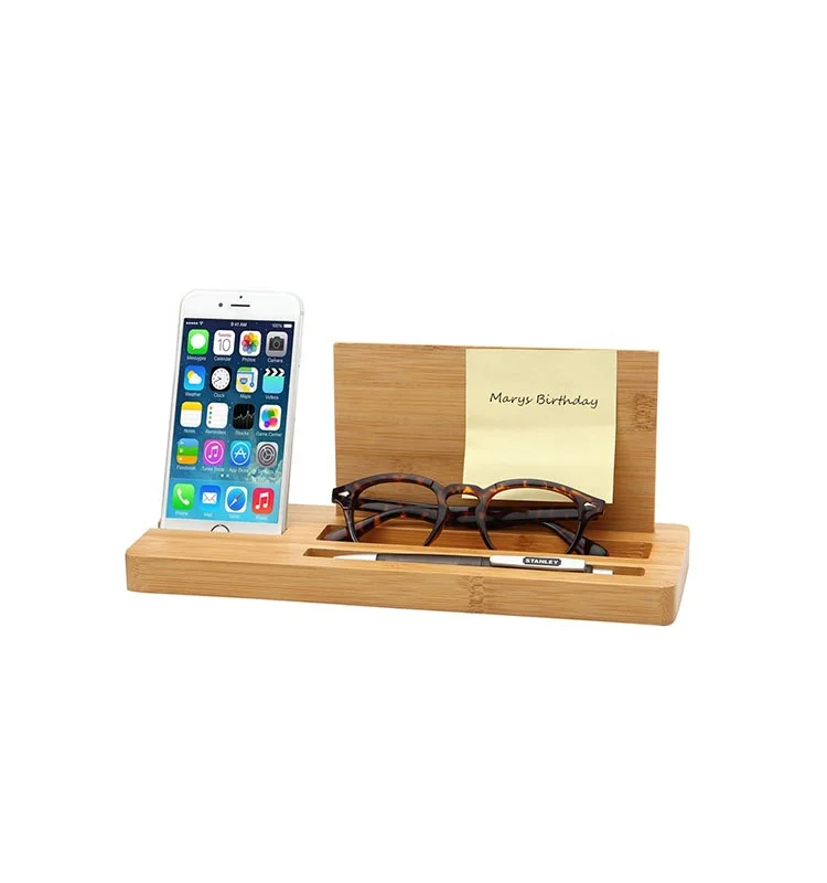 
Bamboo Desktop Organizer With Eyeglass holder 