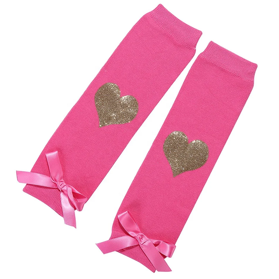 Cute Gold Print Heart Pattern Leg Warmers for Infant Girls