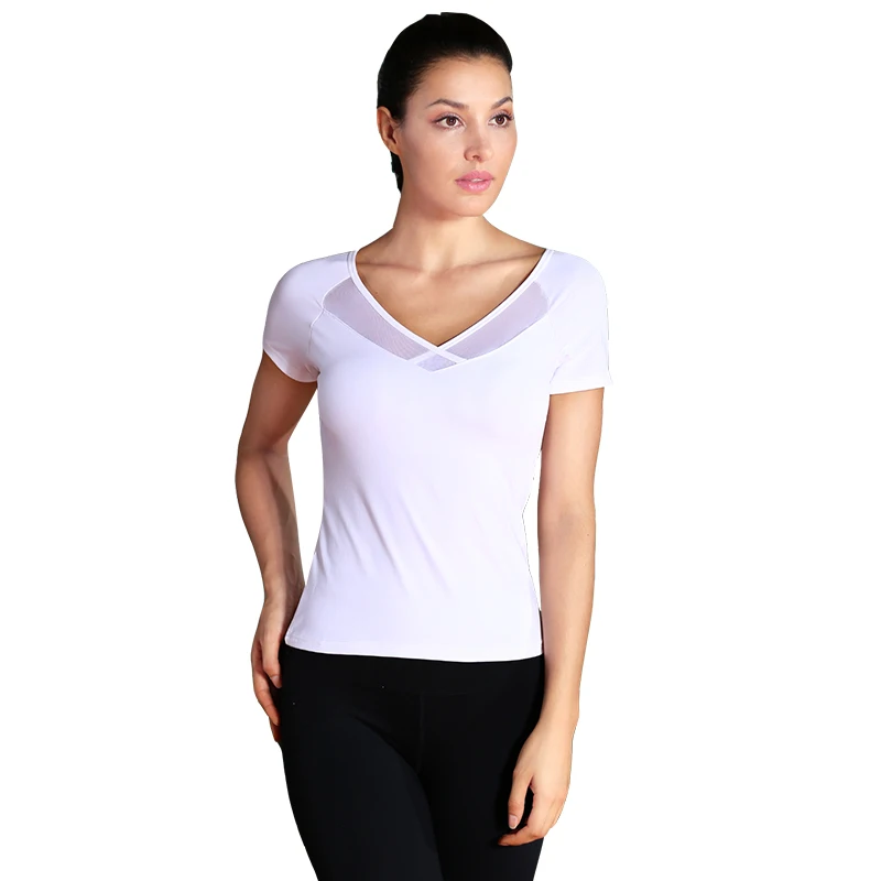 Лидер продаж, женские быстросохнущие футболки с коротким рукавом для бега, йоги