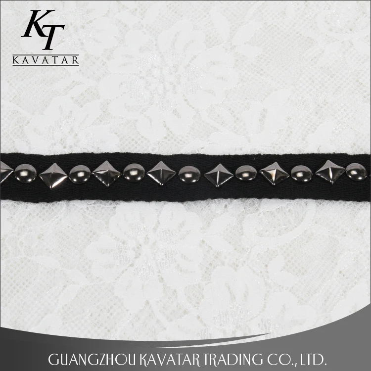 Kavatar wholesale custom black polyester decoration tape trim with Copper
