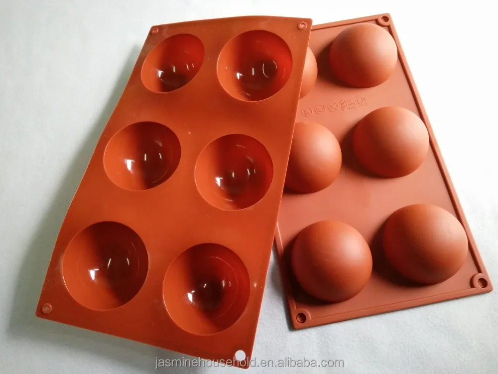 Food Grade  Approved Wholesale 6 Cavities Big 70mm Half Sphere Baking Mold Silicone Cake Mold