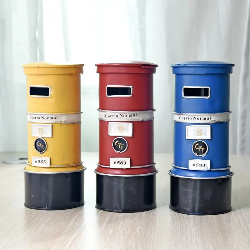 
custom classical post box money bank tin coin bank 