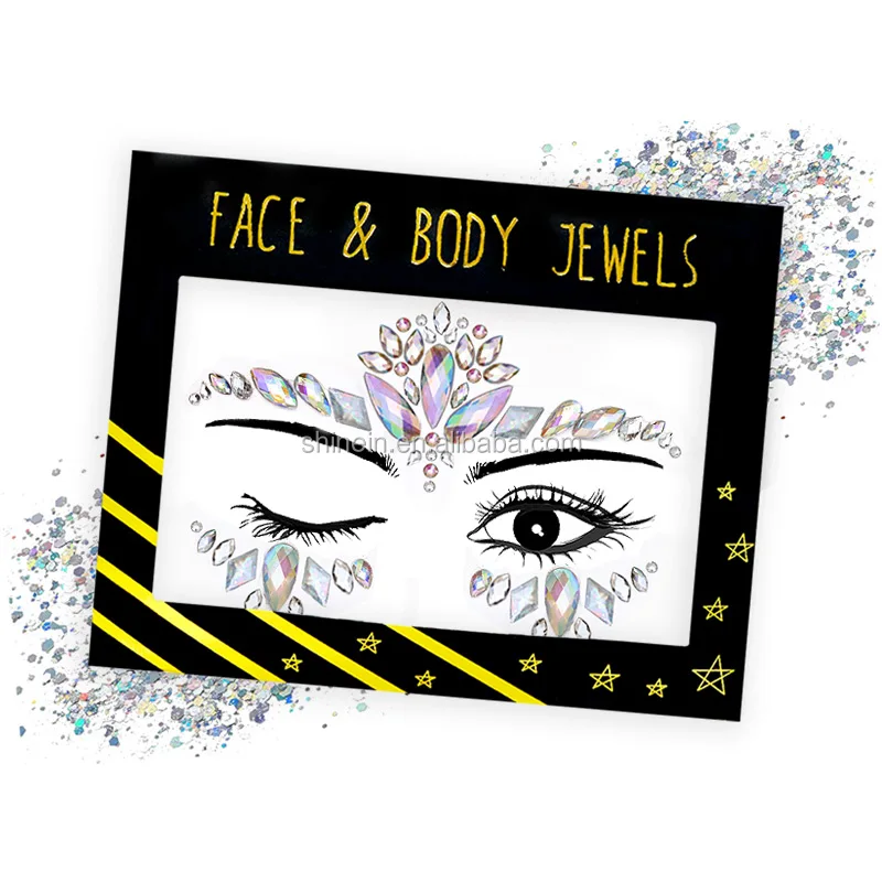 Wholesale Custom Crystal Rhinestone Face Stickers Adhesive Gem Body Face Jewels Sticker for Decoration