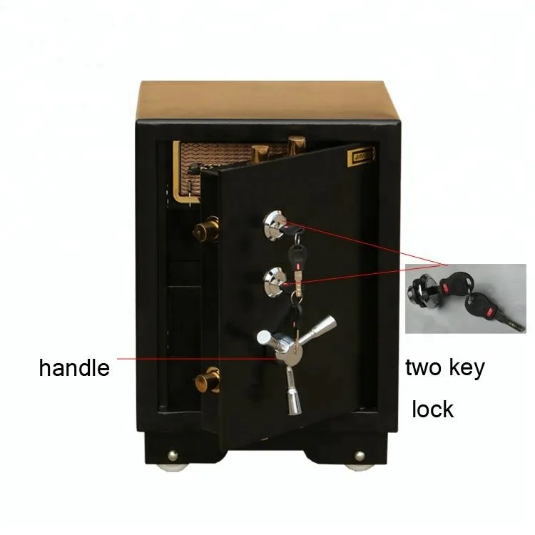 
High quality economic strong two key lock fireproof safe box 