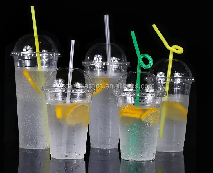 14oz 400ml Transparent Clear Disposable Plastic PET Iced Water Juice Glass Cups with Dome Lids