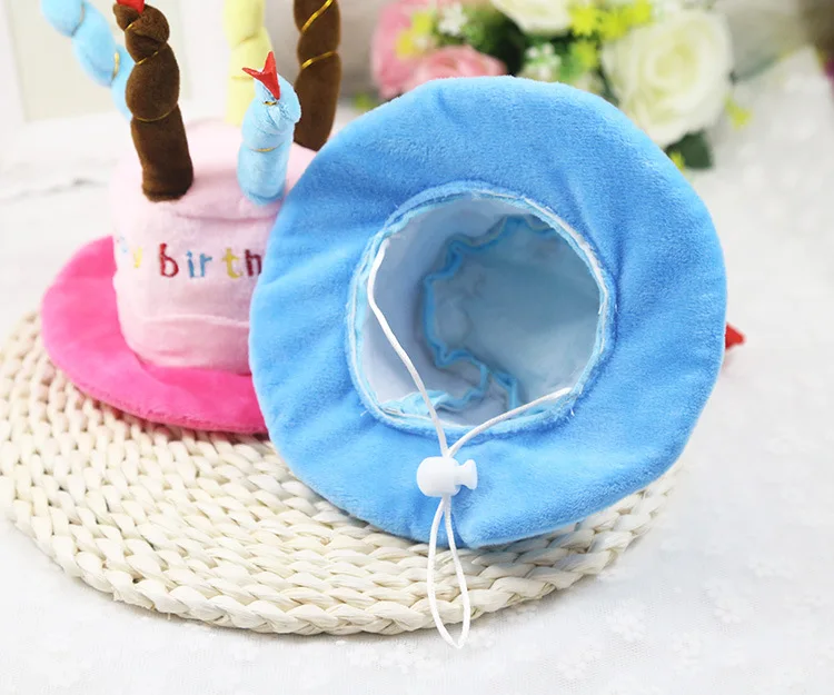Funny Design Cute Cotton Birthday Hat For Pet Dogs and Cats Birthday Cake and Candle Shape Pet Hat Toy
