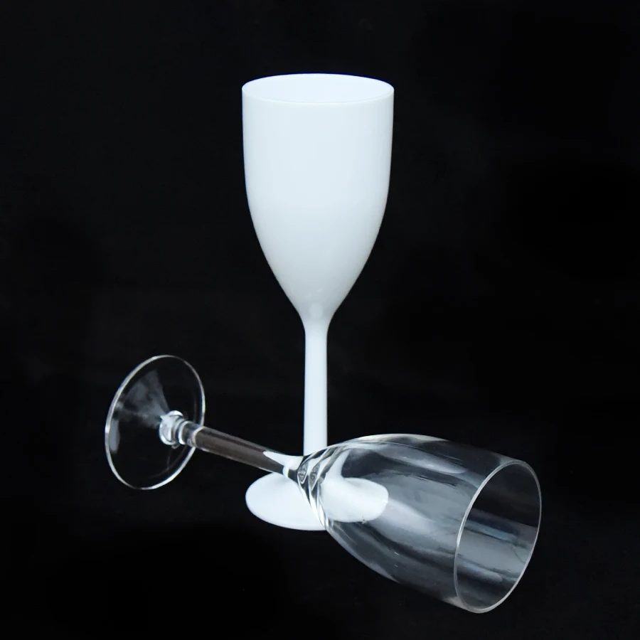 8.5OZ White color classic design Custom 260ml acrylic Plastic Champagne Wine Glass Wholesale