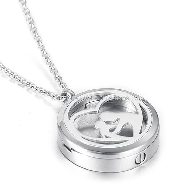 Factory Custom 316L Stainless Steel Photo Frame Diffuser Locket Keepsake Memorial Urn Jewelry Pendant Necklaces