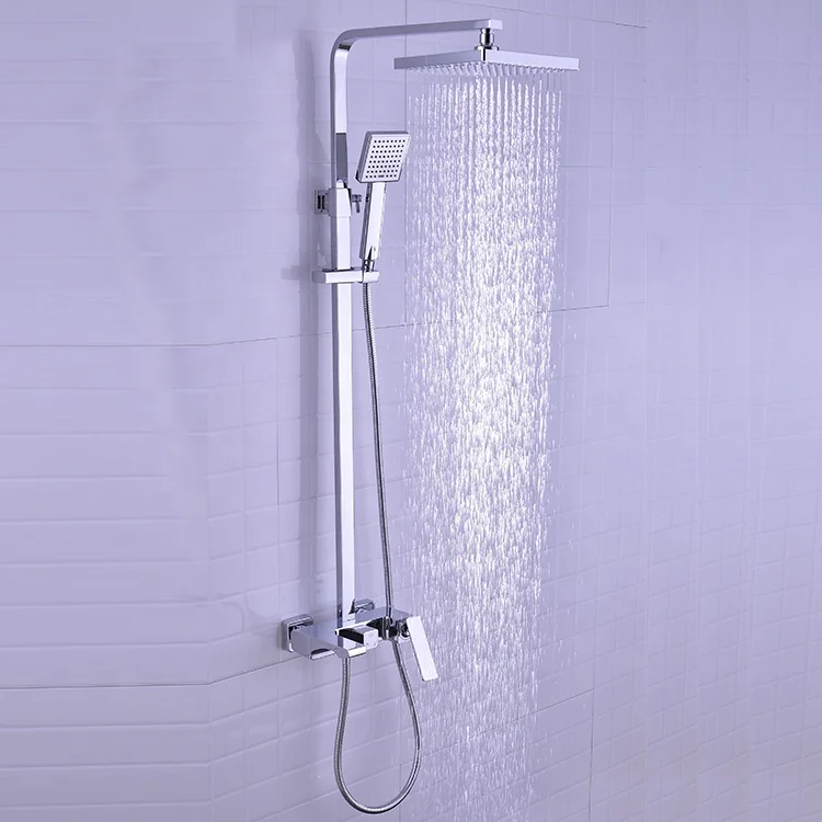 New Product Cheap Hot and Cold Water Ceiling Bathroom Shower Faucet Shower Systems Wall-Mounted Chrome Column Set Mixer Faucet