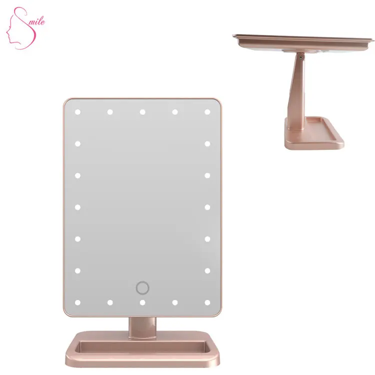 Trending Products 20 Lights Spot 2019 Rectangular Single Sides Mirror LED Light Makeup  Cosmetic Mirror with Touch Function
