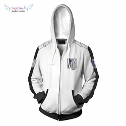 Attack on Titan Cosplay costume Comic and Anime Game Halloween party white zipper hoodie