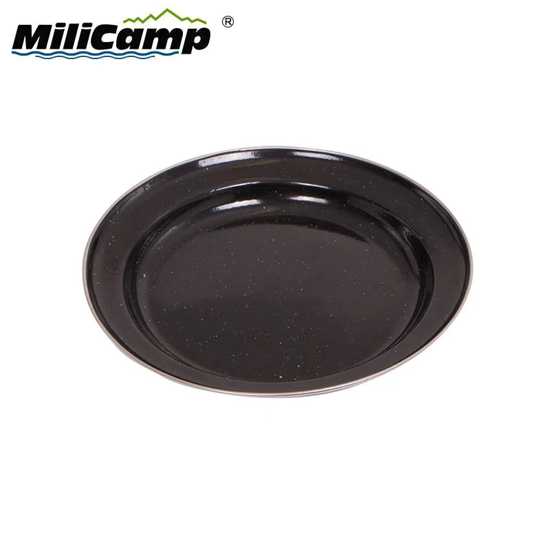 Camping travel enamel tray picnic round plate custom enamel plate