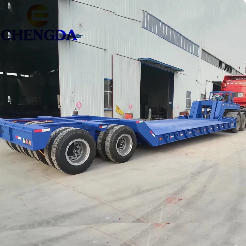 60T 80T 100T Multi axles Lowbed low boy removable gooseneck trailer