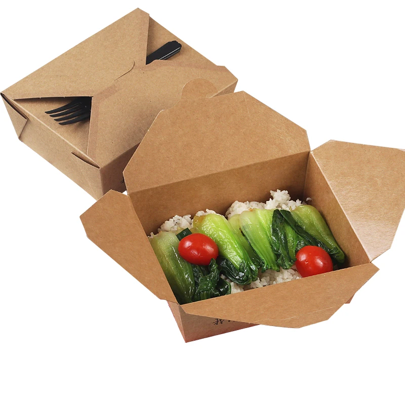 Disposable Biodegradable Brown Kraft Paper Take Away fast food gift Recycle boxes