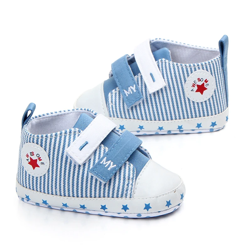 New arrival hook&loop strip design canvas baby boy shoes 2018