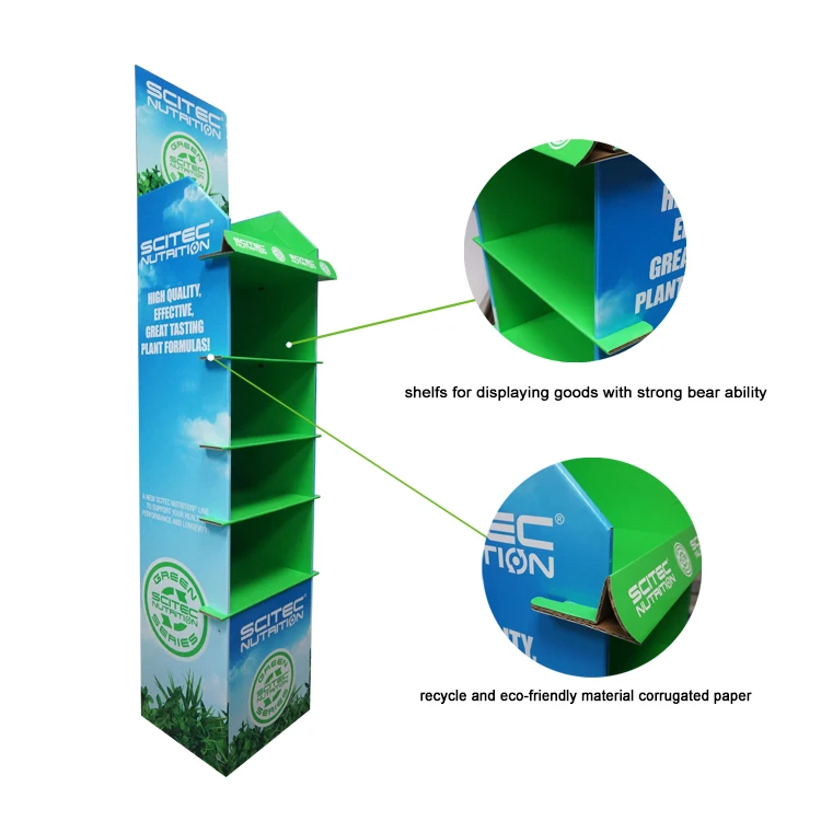 Лучшая цена картонная гофрированная отдельно стоящая витрина для продуктов питания и напитков