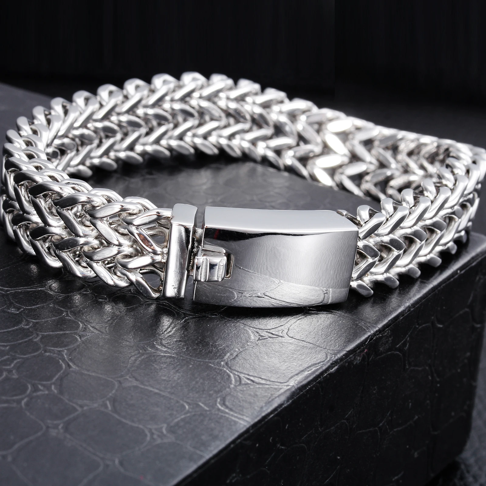 
2018 Hot Styles 316L Stainless Steel Bracelet Double Franco Chain Wholesale Men Jewelry 