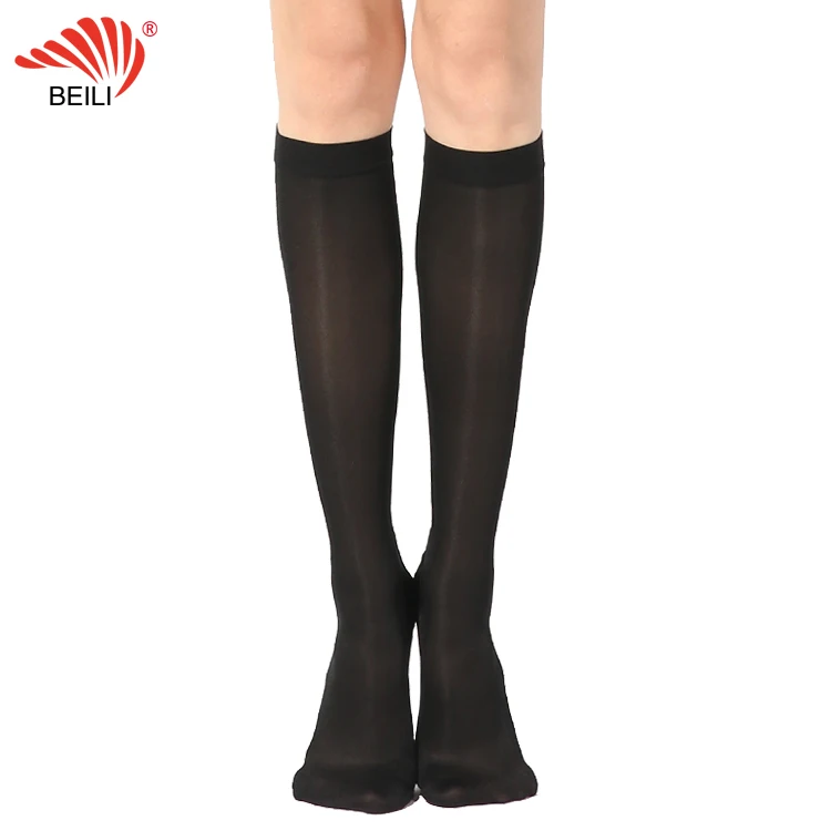 women Sexy Silk Black/beige/customized color Knee High Tube Compression Stocking lady tights Grade 2