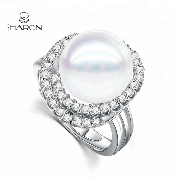 Pearl Party Natural Freshwater Pearl S925 Sterling Silver Adjustable Mount Flower Rings