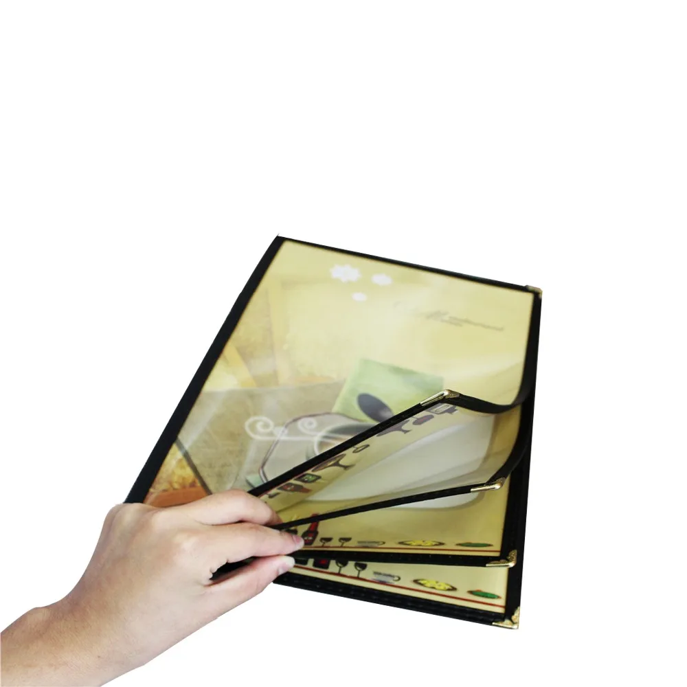 8 Views 4 Pages Clear PET Cafe Menu Covers From Yimi Leather