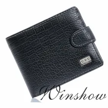 Hot Sale! Mens Gentleman Black Real Genuine Leather Bifold Clutch Wallet Coin Purse Pouch ID Card Dollar Package Free Shipping