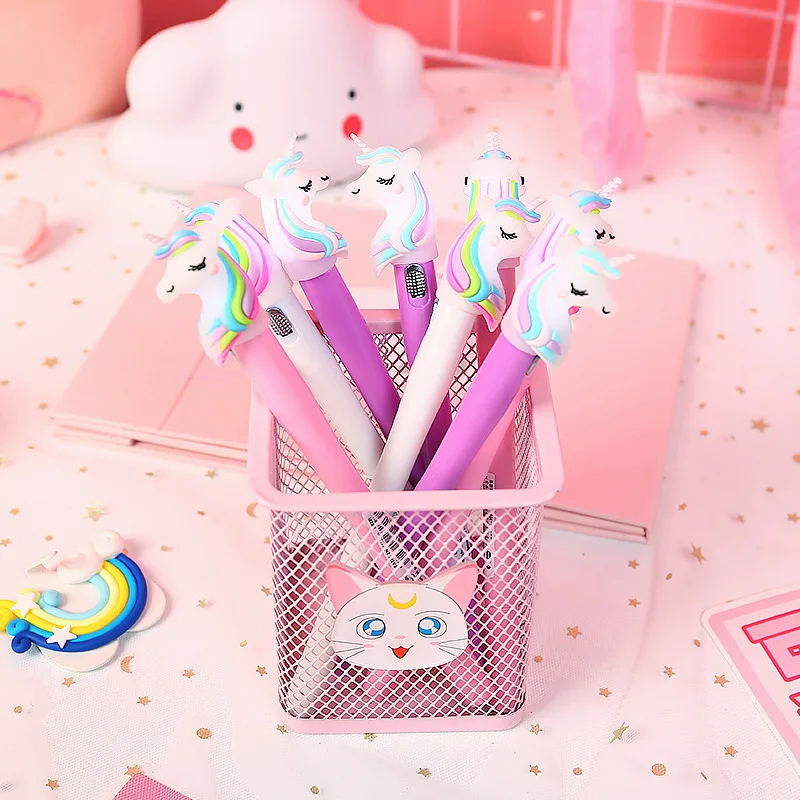 Wholesale stationery pens kids cute unicorn led light up ball pen for student