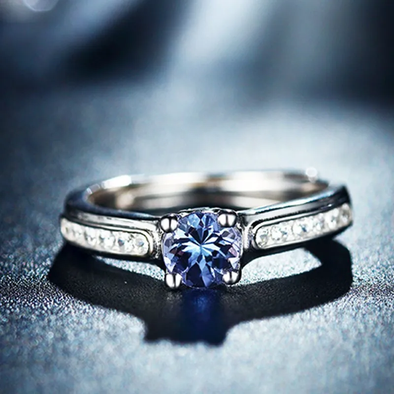 Fashion natural gemstone jewelry sterling silver 925  tanzanite finger  rings for women