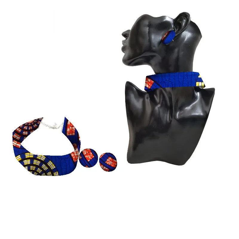 African Ankara Handmade Chokers Necklace Earrings African Print Choker Bold Tribal Ethnic Fabric Choker Necklace Gift WYX08