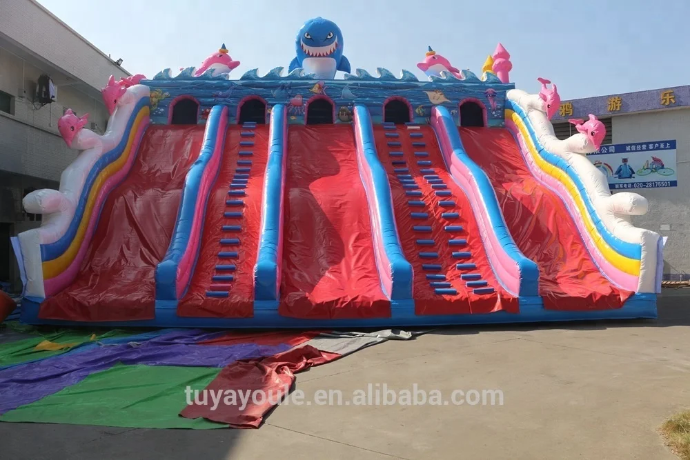 Large water park whale theme PVC0.55mm inflatable slip n slide inflatable slides for kids and adults 2018