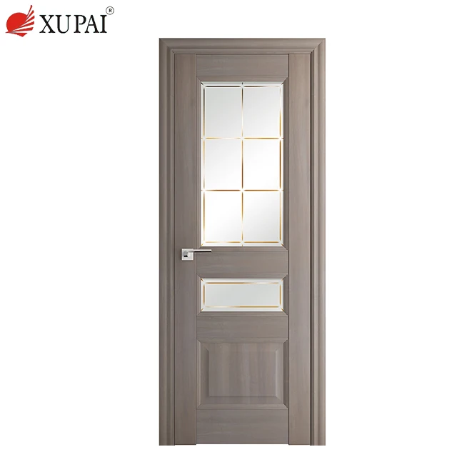 Hotel pvc bathroom door glass inserts wooden frame door pvc coating door for sale