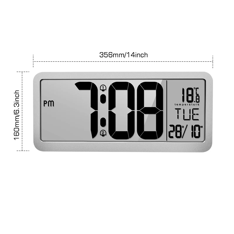 Large LCD calendar display digital electronic bedroom wall table alarm clock