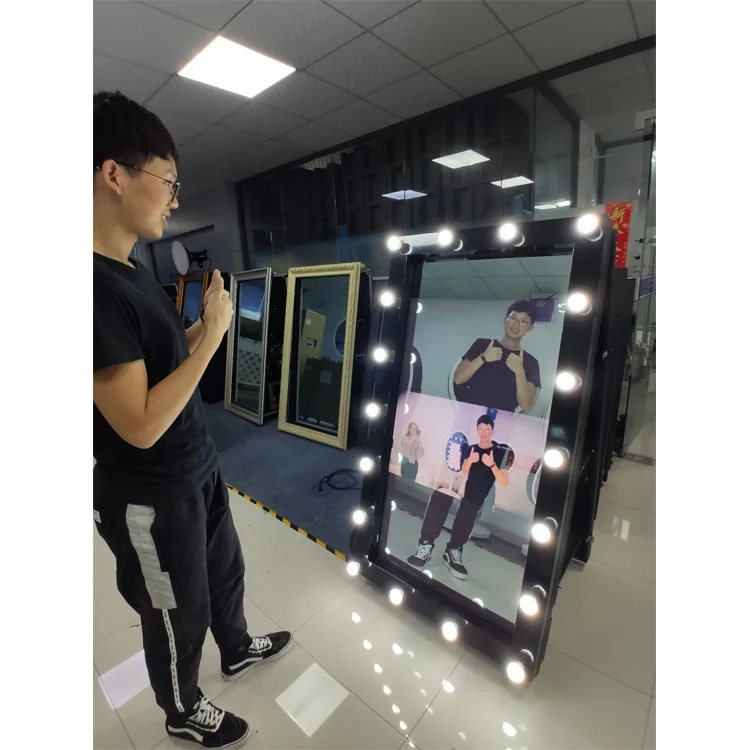 
55 дюймов волшебное зеркало Photo Booth чехол мгновенной фото камеры печатная машина с мульти сенсорный экран Рамка селфи фото 