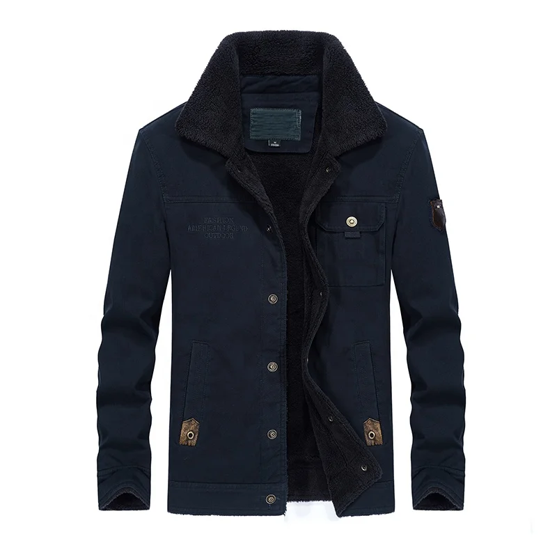 
Retail Online Shopping Fur Lining Cotton Mens Khaki Work Winter Chore Jacket 