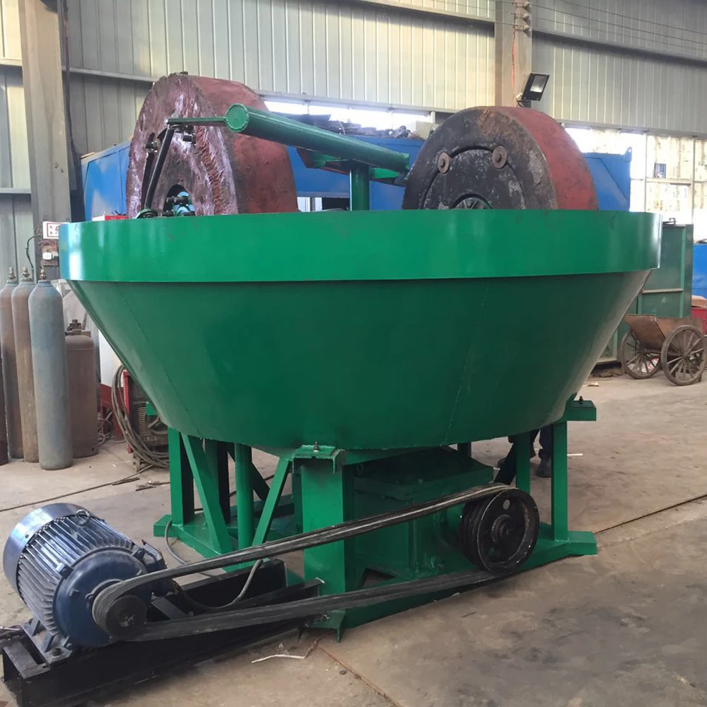 Double roller gold wet mill small rock wheel mill mineral grinding mill gold processing equipment