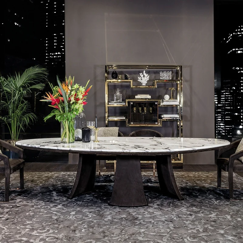 Triangle shape marble top solid wood dining & kitchen room tables living room furniture black or white color for apartment hotel