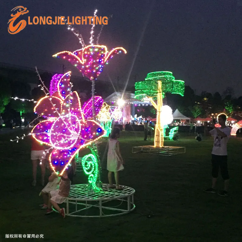 Longjie  Decor happy new years led motif light christmas led decorations