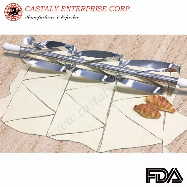 Triple Stainless Steel Triangular Roller Croissant Pastry Rolling Cutter