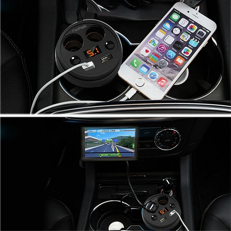 Интеллектуальный многофункциональный Dual USB 3.1A 2 Прикуривателя автомобильное зарядное устройство usb