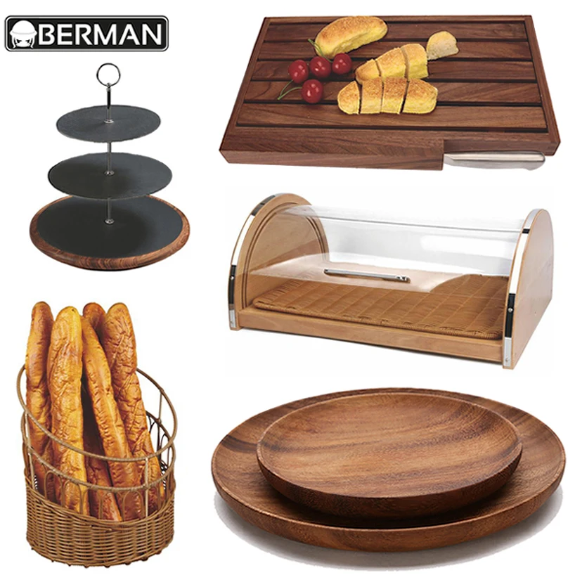 China supplier catering equipment furniture buffet berman wood plate for wedding party