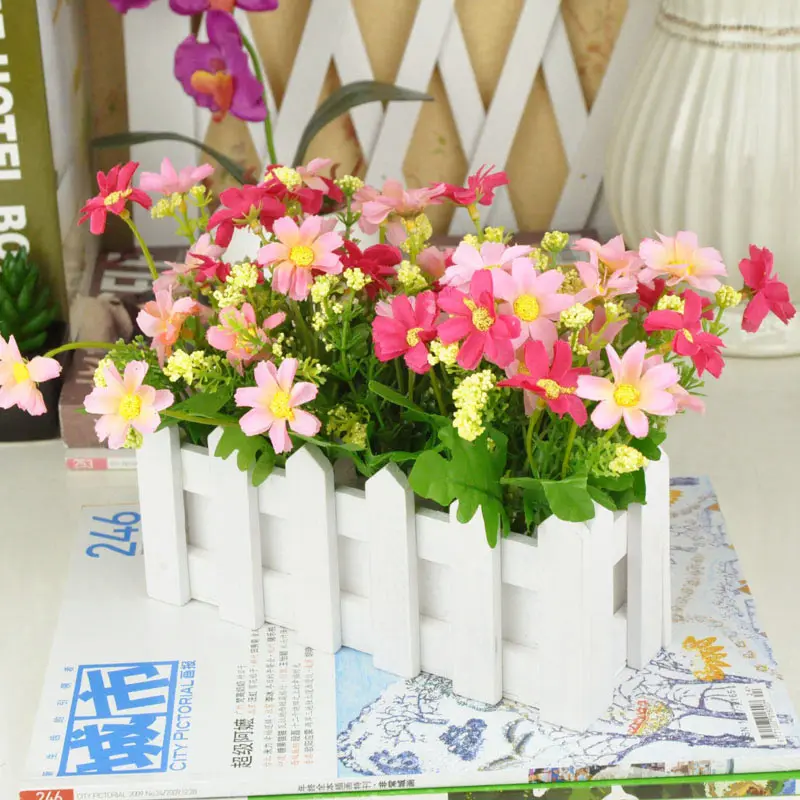 96 Flowers Decoration In Home Decorsimple Flower Decor For Free Shipping Rustic Artificial Flower Decoration Vanilla Daisy White Wood Fence Set Home Flowers And