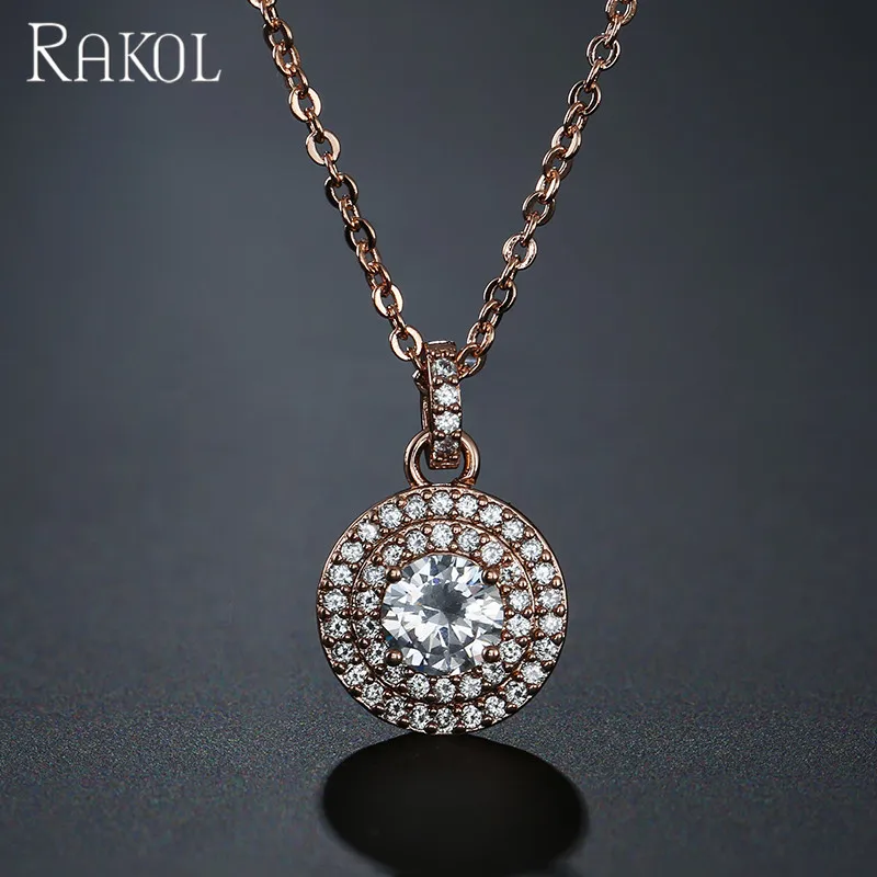 RAKOL NP2084 fashion jewelry 2021 zircon necklace accessories jewelry