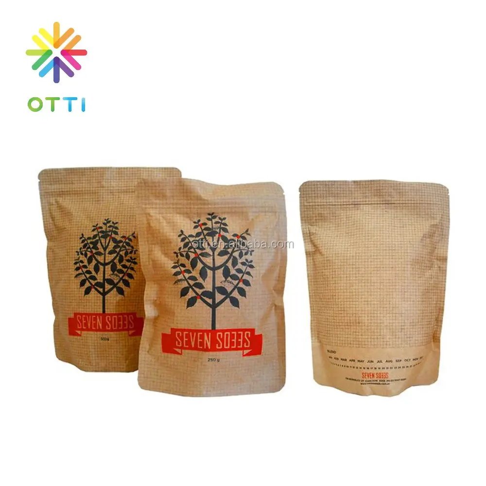 
resealable zipper Kraft paper bag for coffee tea food packaging 