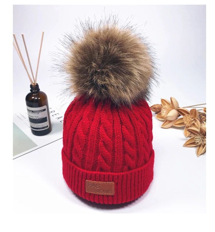 
wholesale winter Hot style lovely hair ball wool knitting braided beanie child cap hat for fashion 
